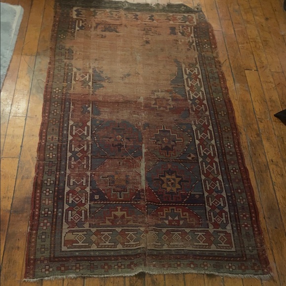 Unique Vintage Other - Vintage Antique Caucasian Kazah Persian Distressed Thrashed Patterned Rug